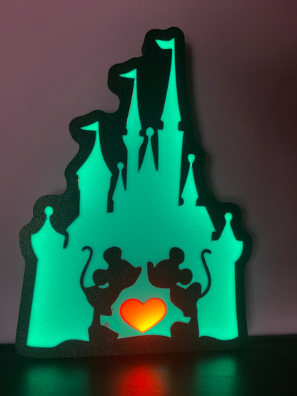 Lampada  Castello Minnie e Topolino Azzurro