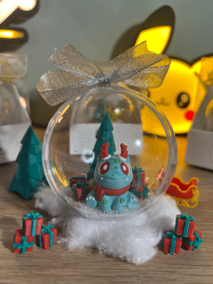 Pallina di Natale Bulbasaur fiocco argento