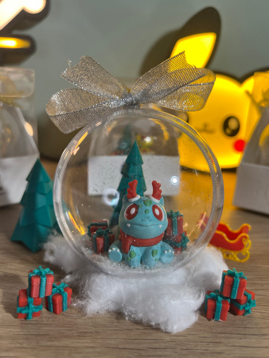 Pallina di Natale Bulbasaur fiocco argento