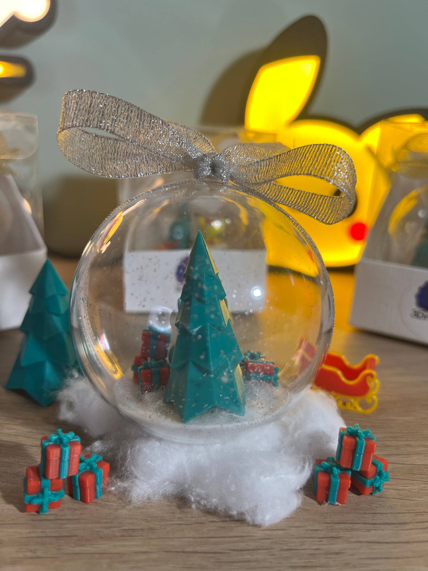 Pallina di Natale Bulbasaur fiocco argento