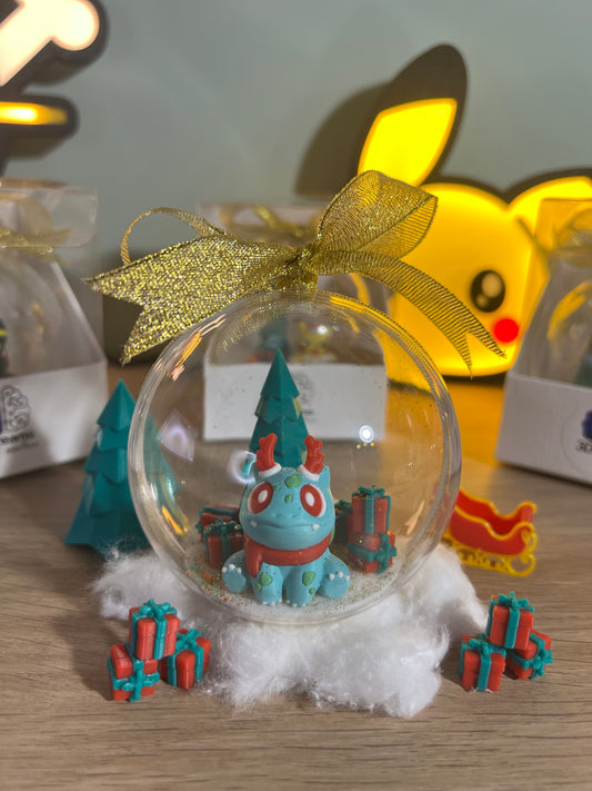 Pallina di Natale Bulbasaur fiocco oro