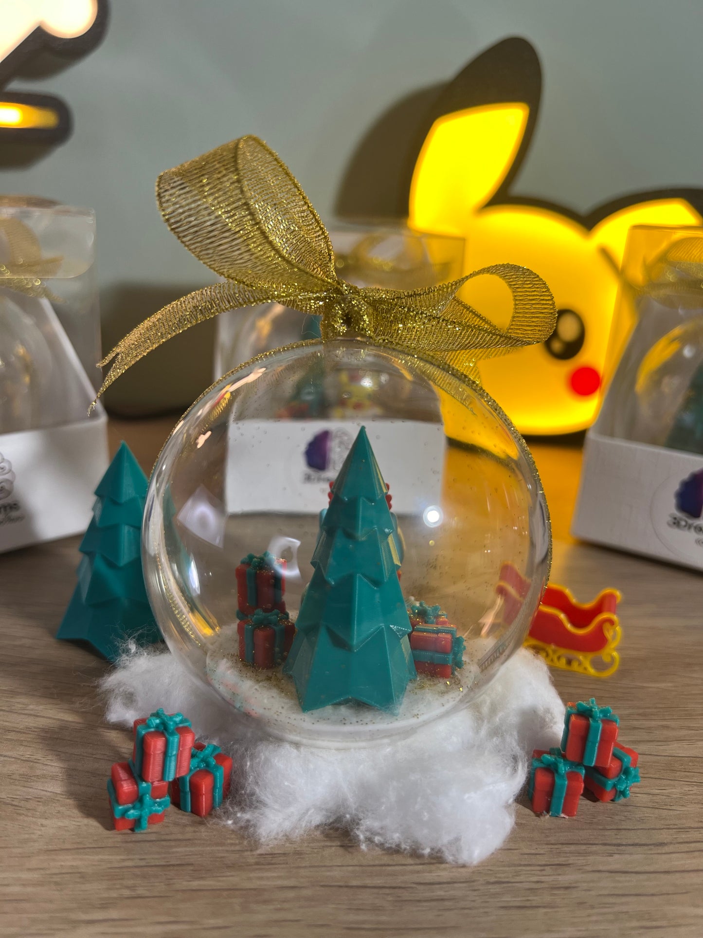 Pallina di Natale Bulbasaur fiocco oro