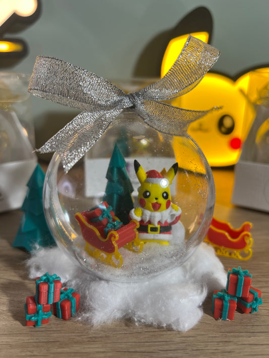 Pallina di Natale Pikachu fiocco argento
