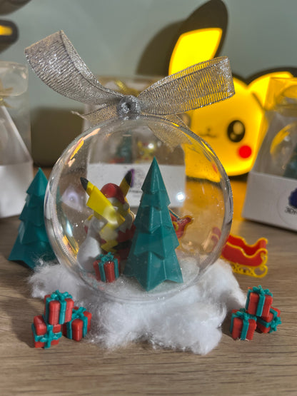 Pallina di Natale Pikachu fiocco argento