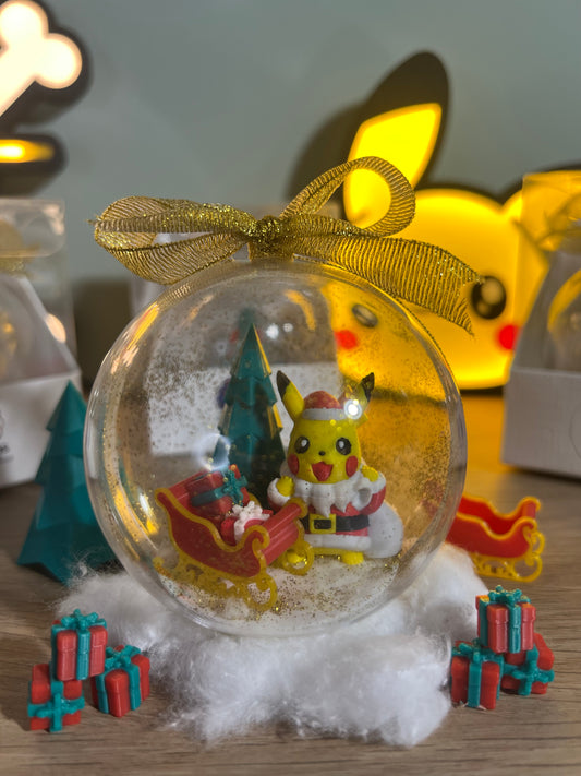 Pallina di Natale Pikachu fiocco oro