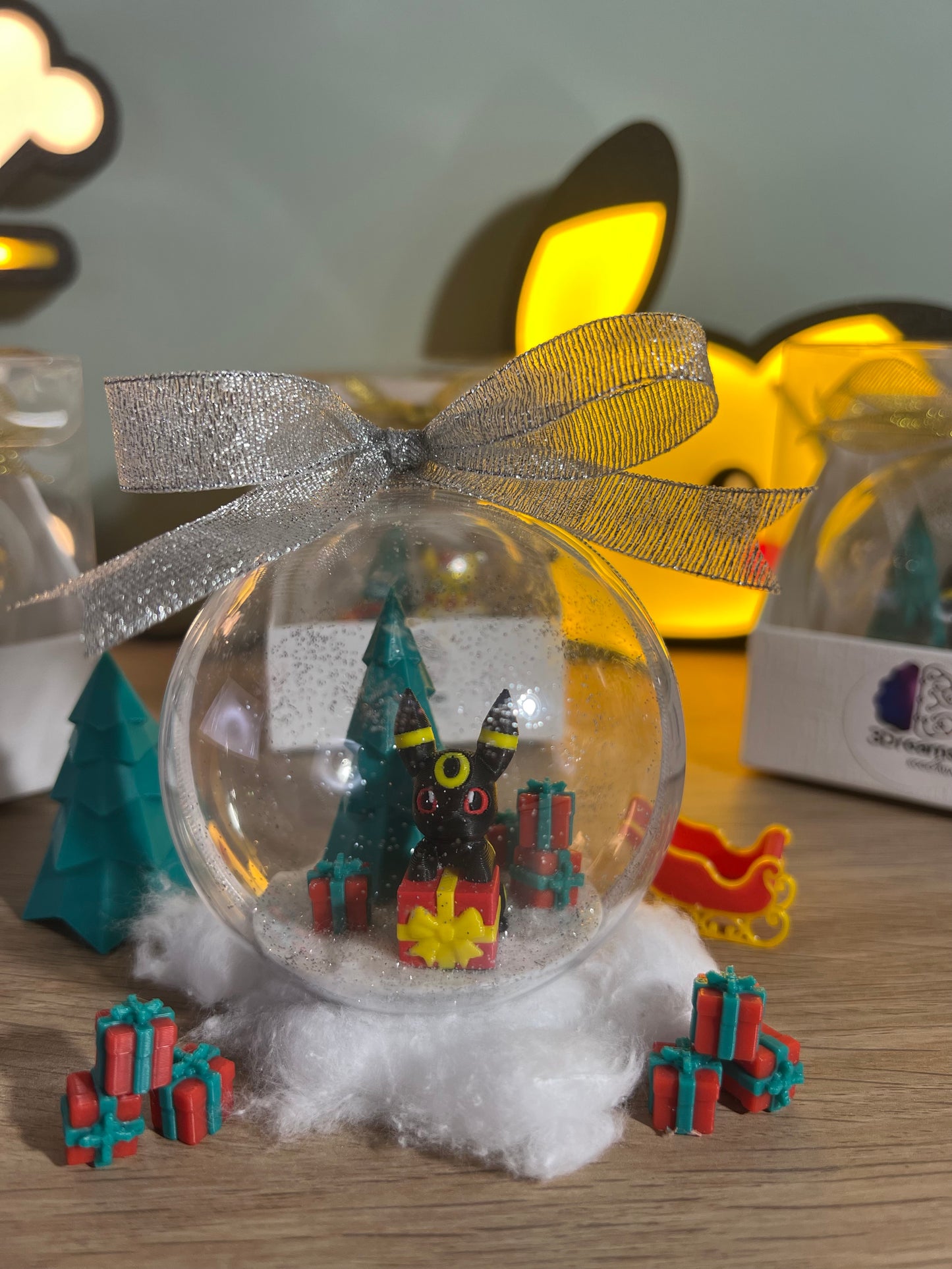 Pallina di Natale Umbreon fiocco argento