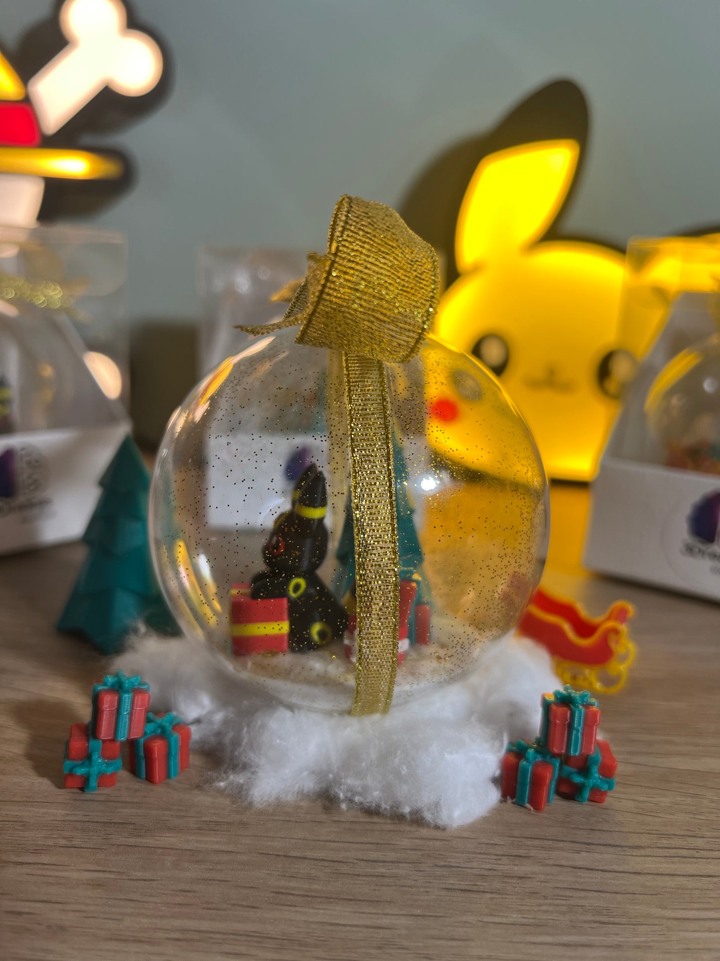 Pallina di Natale Umbreon fiocco oro